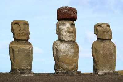 Close-up of sculpture against sky