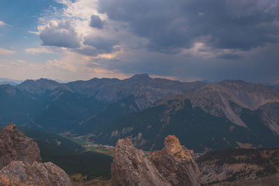 Scenic view of mountains against sky