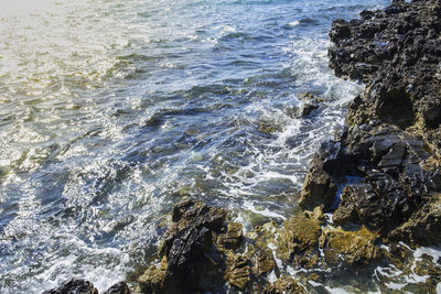 High angle view of sea waves