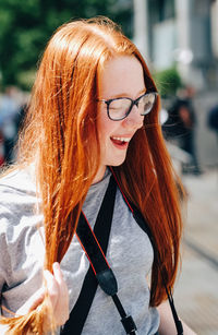 Portrait of young woman wearing mask