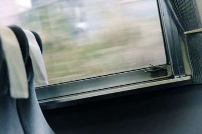 Low angle view of train window