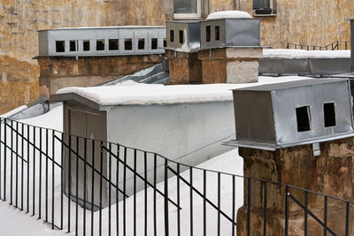 Built structure on snow covered wall of building