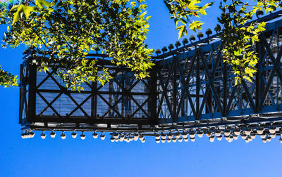 Low angle view of building against blue sky