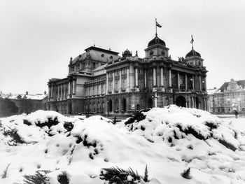 View of historic building in winter