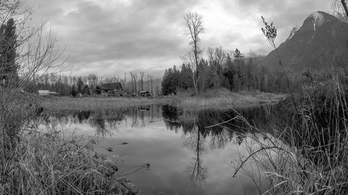 Scenic view of lake against sky