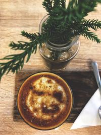 Close-up of coffee served on table