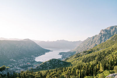 Scenic view of mountains against clear sky