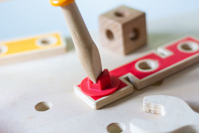 Close-up of toy on table