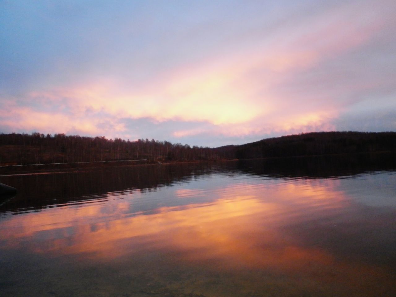 water, reflection, tranquil scene, sunset, lake, scenics, tranquility, beauty in nature, sky, waterfront, idyllic, nature, cloud - sky, silhouette, calm, standing water, orange color, cloud, dusk, tree