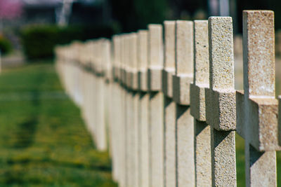 Close-up of fence against blurred background