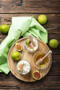 High angle view of fruits on table