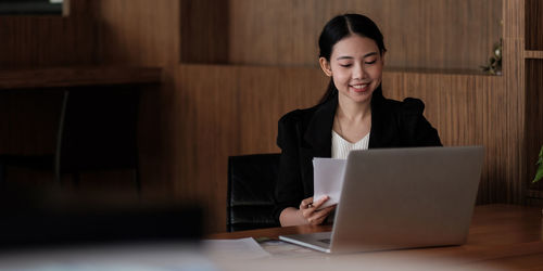 Businesswoman working at office