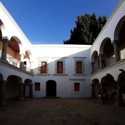 Exterior of buildings against clear sky