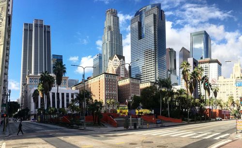 Panoramic view of city buildings against sky