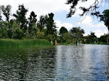 Scenic view of lake against sky