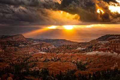 Scenic view of landscape against sky during sunset