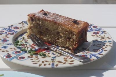 Close-up of dessert in plate on table
