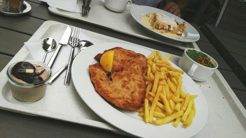 Close-up of food served in plate