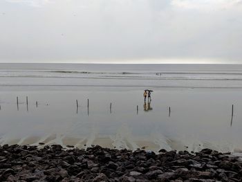 Scenic view of sea against sky during winter