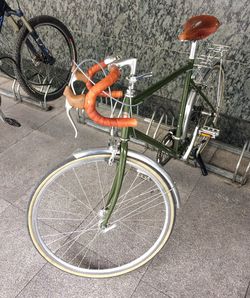 Bicycle parked on street