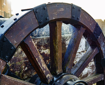 Close-up of abandoned car