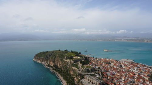 High angle view of sea against sky