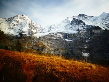 Scenic view of mountains against sky