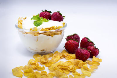 Close-up of ice cream against white background