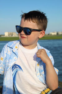 Portrait of boy wearing sunglasses