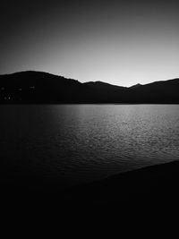 Scenic view of lake against clear sky