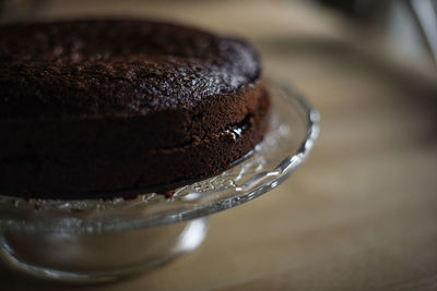 Close-up of chocolate cake on table