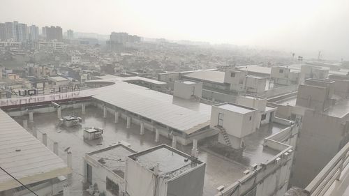 High angle view of townscape against sky