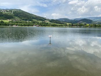 Scenic view of lake against sky