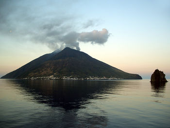 Scenic view of sea and stromboli