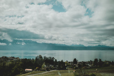 Scenic view of lake against sky