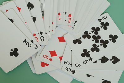 High angle view of text on table