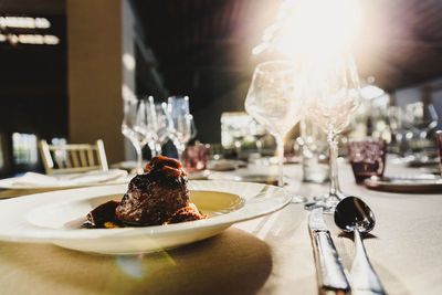 Close-up of food on table in restaurant