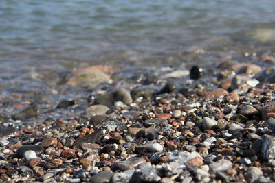 Close-up of pebbles at beach