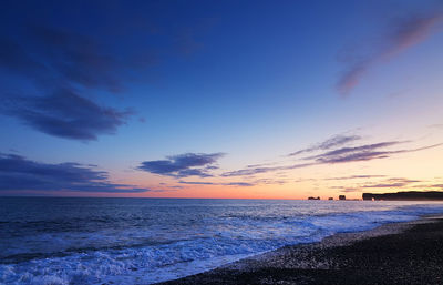 Scenic view of sea against sky at sunset