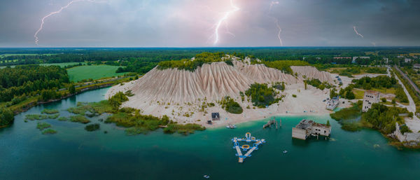 Abandoned quarry for extraction of limestone. beautiful nature, attraction in estonia.