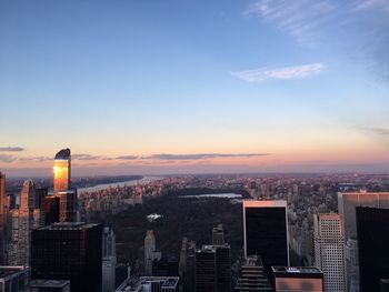 View of cityscape against sky during sunset