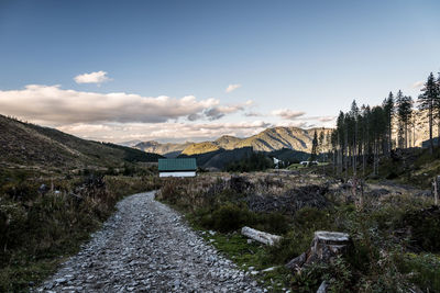 Scenic view of land against sky