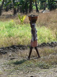 Full length of man walking on field