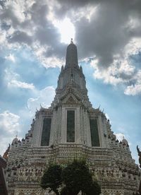 Low angle view of temple building against cloudy sky