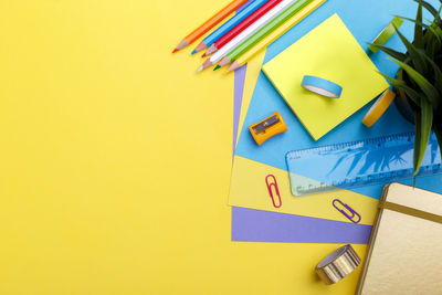 Directly above shot of objects on table