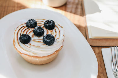 Close-up of dessert in plate on table