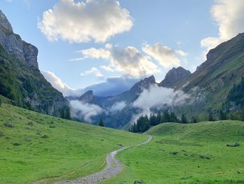 Scenic view of mountains against sky