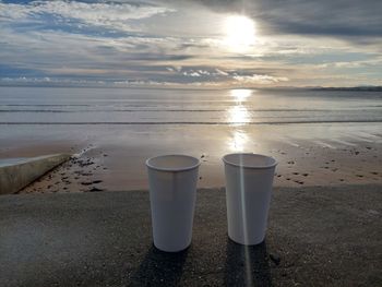 Scenic view of sea against sky during sunset