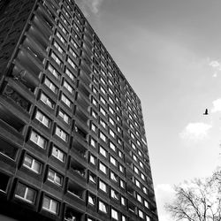 Low angle view of modern building against sky