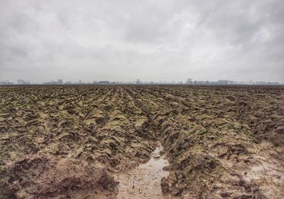 Scenic view of landscape against cloudy sky